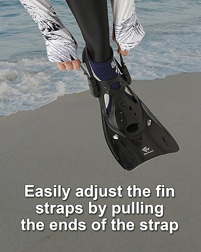 Miniatura 4 de Reef Tourer RF0106P - Aletas de esnórquel para niños y adultos, tacón abierto ajustable, aletas compactas de esnórquel de hoja corta, tamaño de viaje