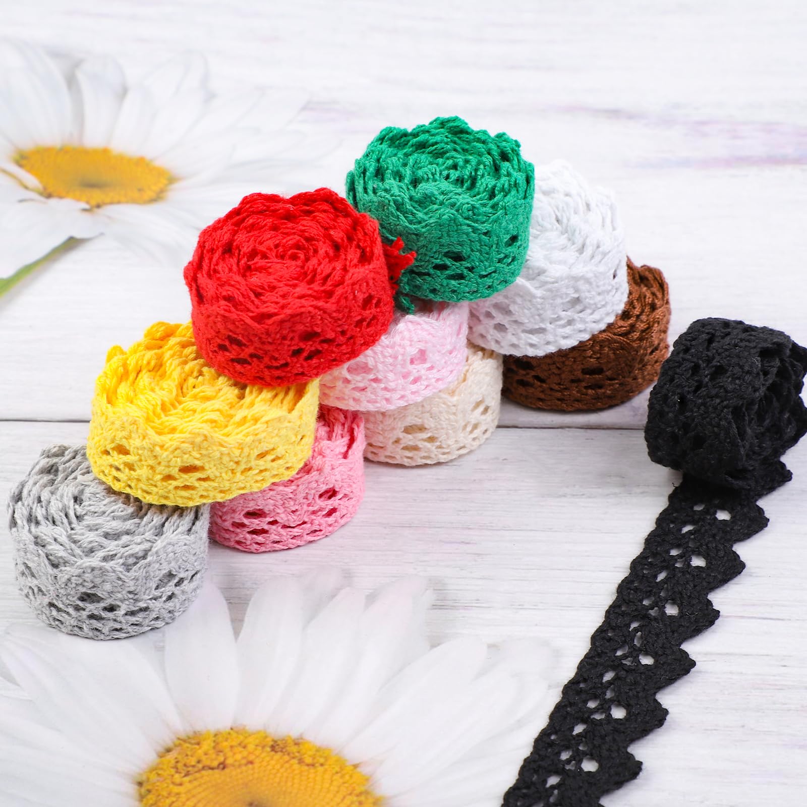 Cinta de encaje de 30 yardas de 1.1 pulgadas de ancho, borde de encaje multicolor para costura, encaje de ganchillo para manualidades, disfraces o joyas y costura (blanco)