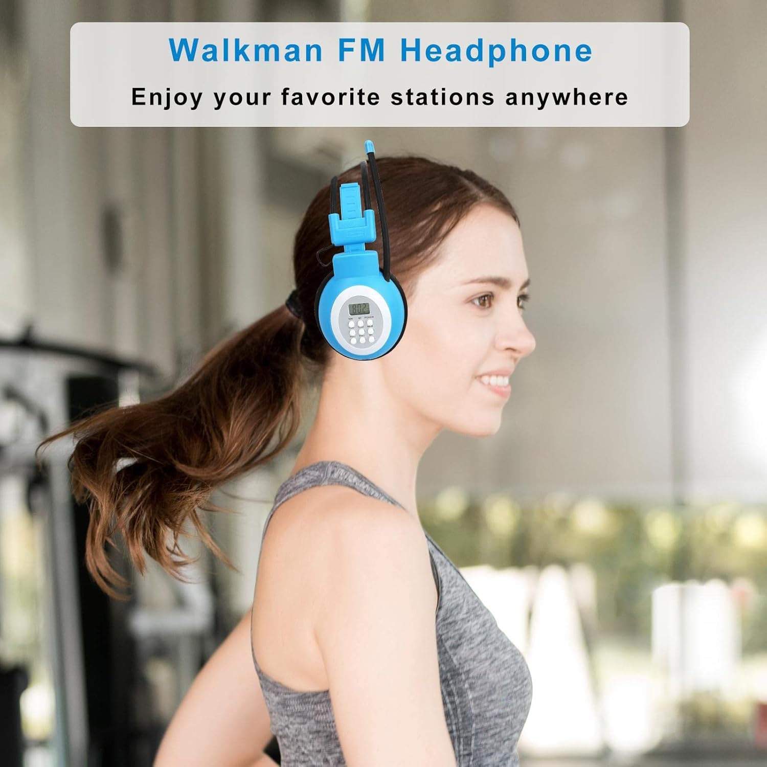 Portable Digital Personal FM Radio Headphones Ear Muffs with Antenna, 2 AA Batteries Powered LCD Display Wireless Headset with Build in Radio for Walking, Jogging and Daily Works : Electronics