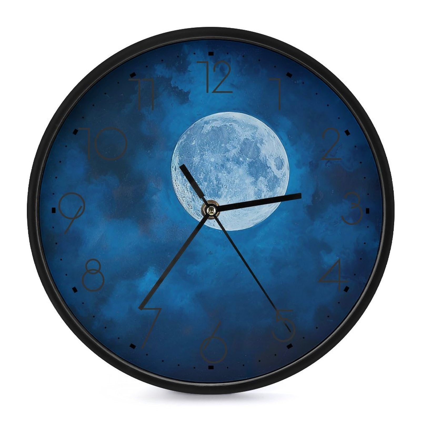 XOPEKVLAWM Wall Clock 10 Inch Non-Ticking Silent Modern Simple Style Round Decor Clocks Night And Mystery Clock Decorative Battery Operated Wall Clocks for Home Office Living Room Bedroom Kitchen