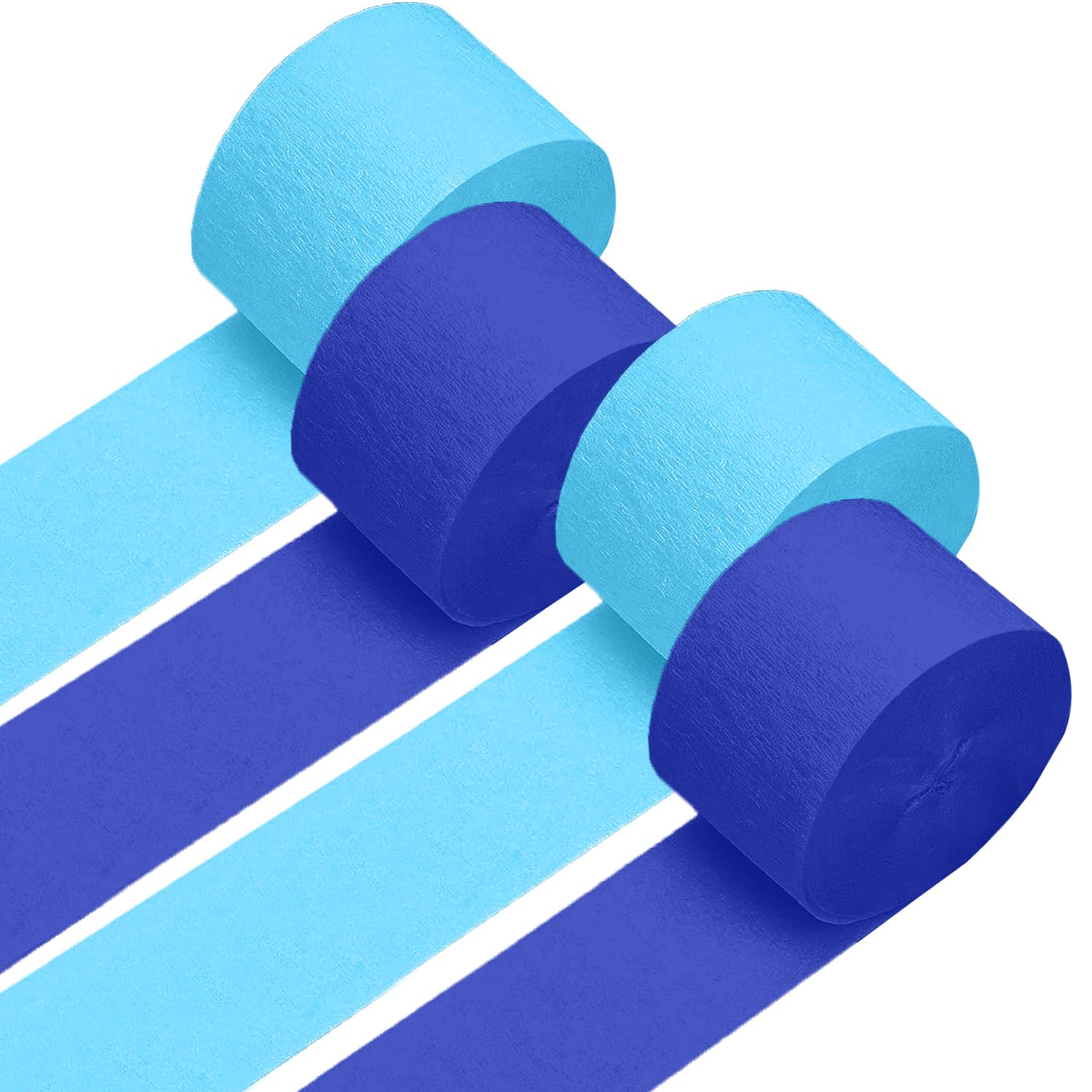 4 Crepe Paper Streamers Rolls, 328ft Pack of Royal Blue and Blue Crepe Paper for Birthday Baby Shower Wedding Graduation Party Decorations (1.8 inch x 82 ft/Roll)