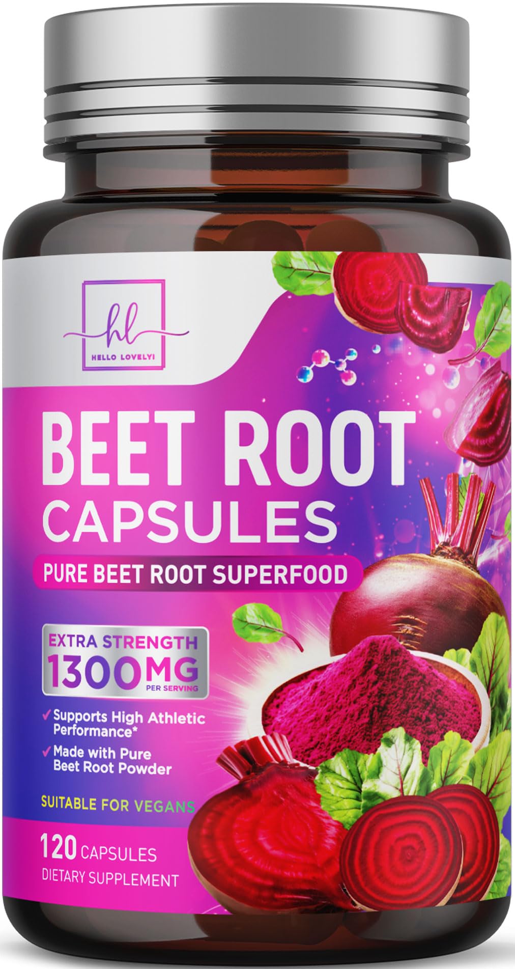 Organic Beet Root Capsules 1300mg Per Serving - Extra Strength Beetroot Supplement, Supports Athletic Performance, Vitality & Immune System, Best Beet Root Powder, Non-GMO, Bottled USA - 120 Capsules 120 Count (Pack of 1)