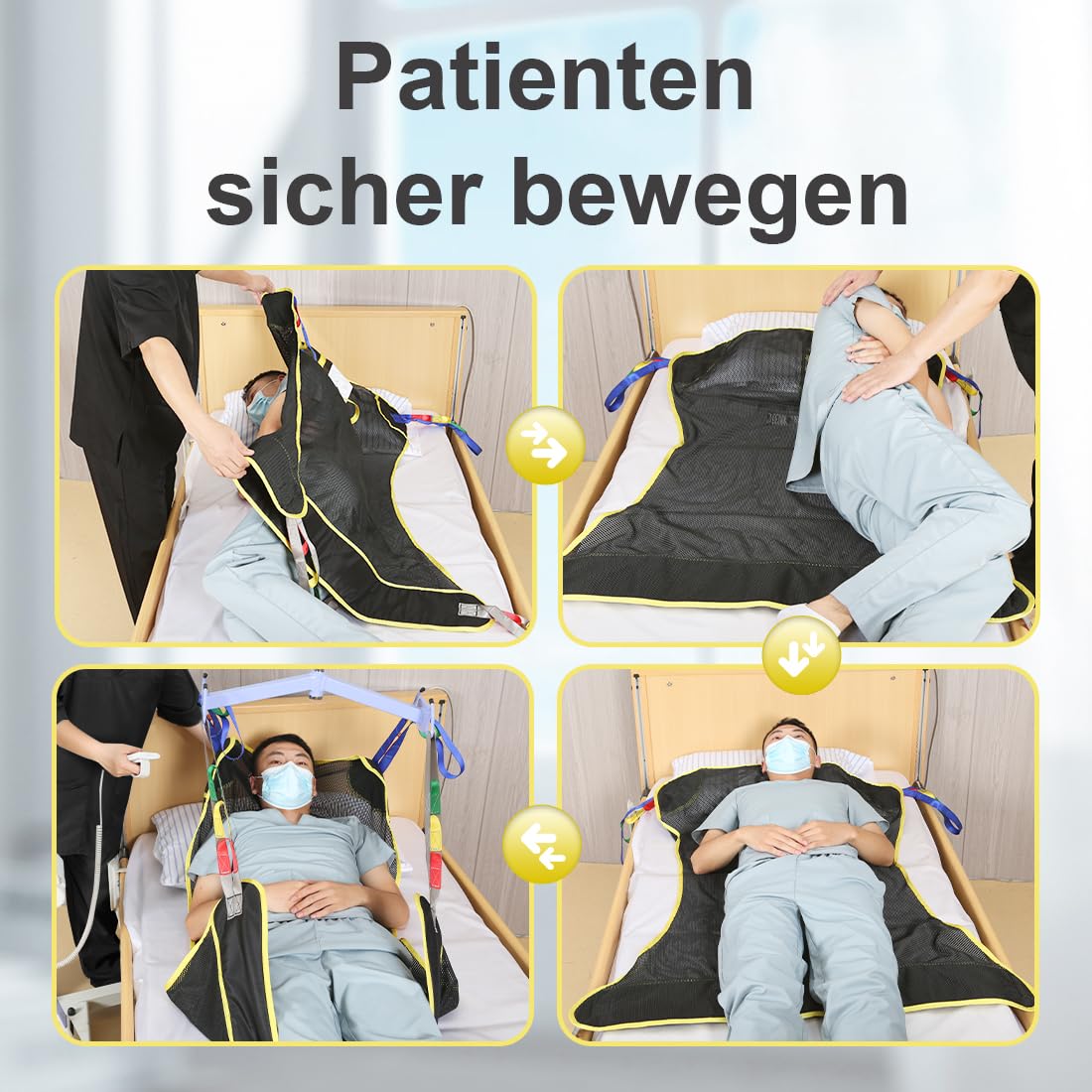 EZ Assistive Full Body Patient Lift Sling features a four points mesh sling for patient transfers and supports up to 500lbs (230kgs). (mittel)