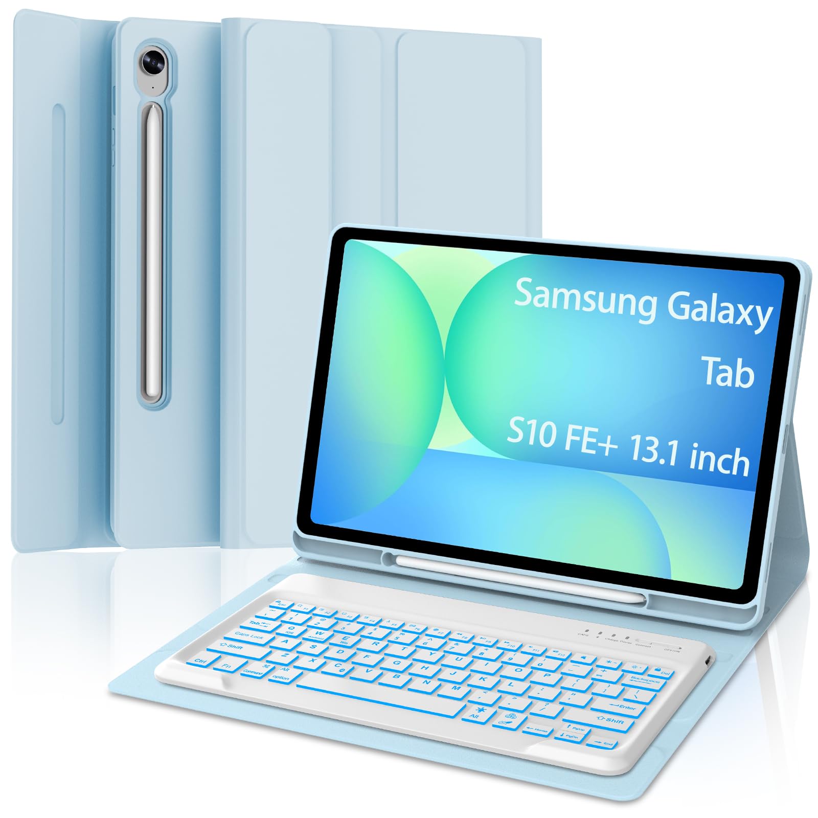 for Samsung Galaxy Tab S10 FE+ 13.1 inch Case with Keyboard (Blue