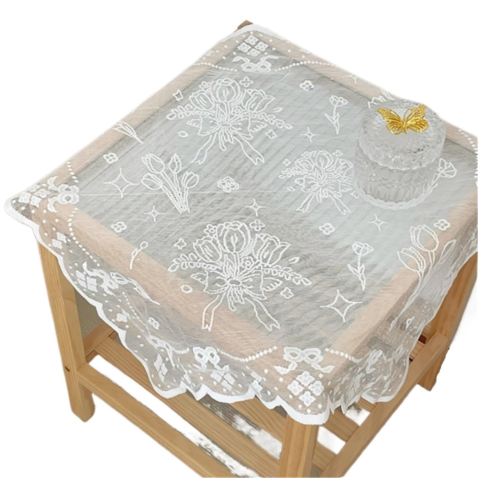 FOAAXSG Tablecloth Modern Minimalist White Lace Table Runner, Linen Tablecloth Set for Kitchen Restaurant Decoration(Color3)