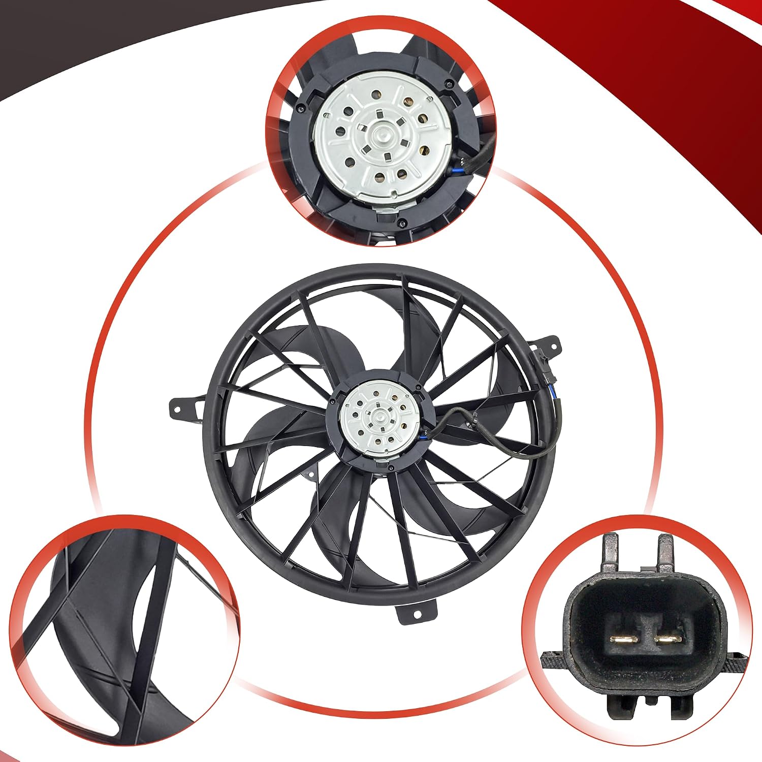 PartsFlow Radiator Cooling Fan Assembly For 1999-2003 Jeep Grand Cherokee For 2002-2003 Jeep Liberty 620-010