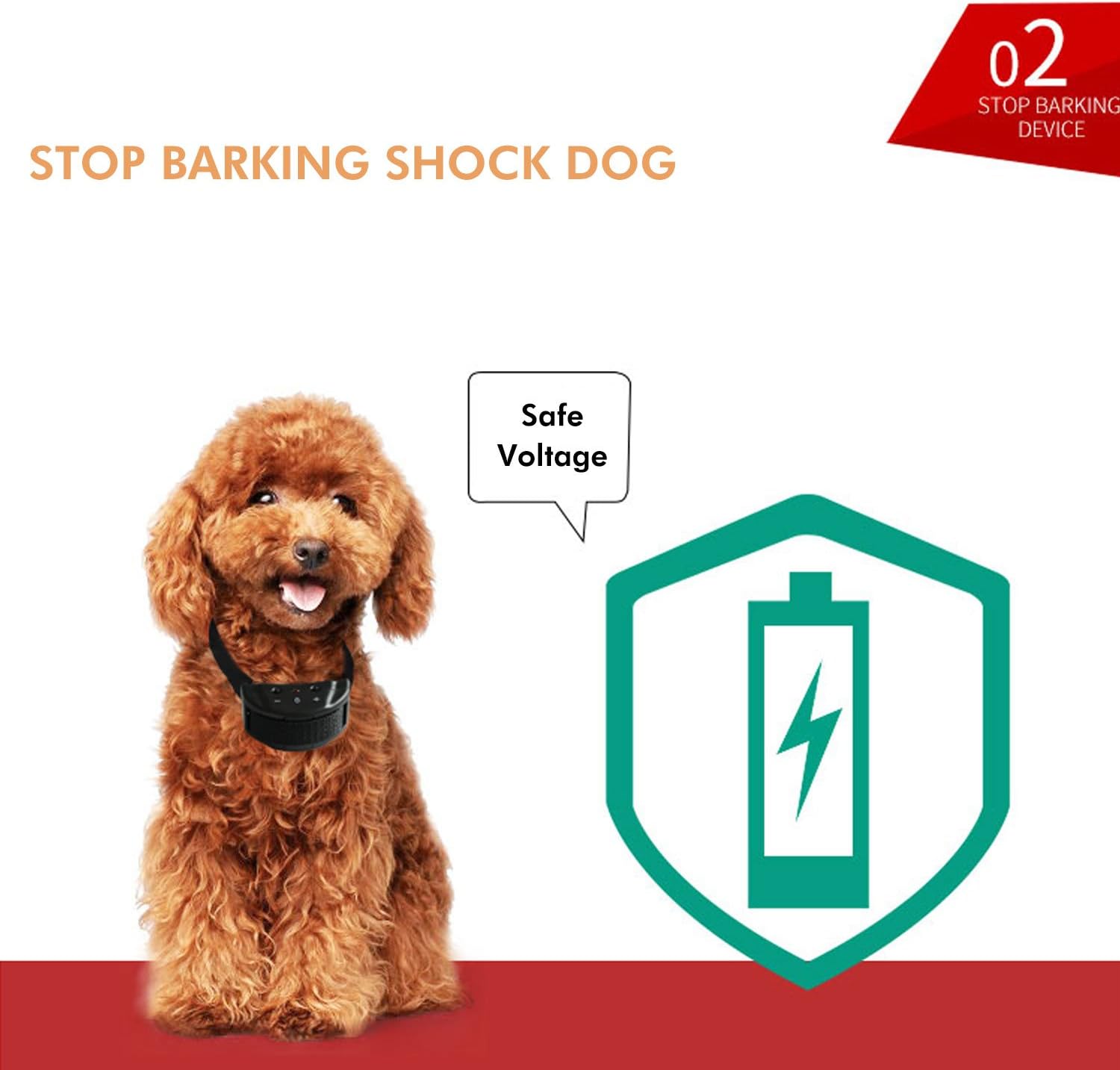 Bark Collar [2018 Smart Chip] Dog Shock Anti-Barking Collar with Beep, Vibration and Harmless Shock. No Bark Control for Small/Medium/Large Dogs with 7 Sensitivity Levels, Rechargeable and Rainproof