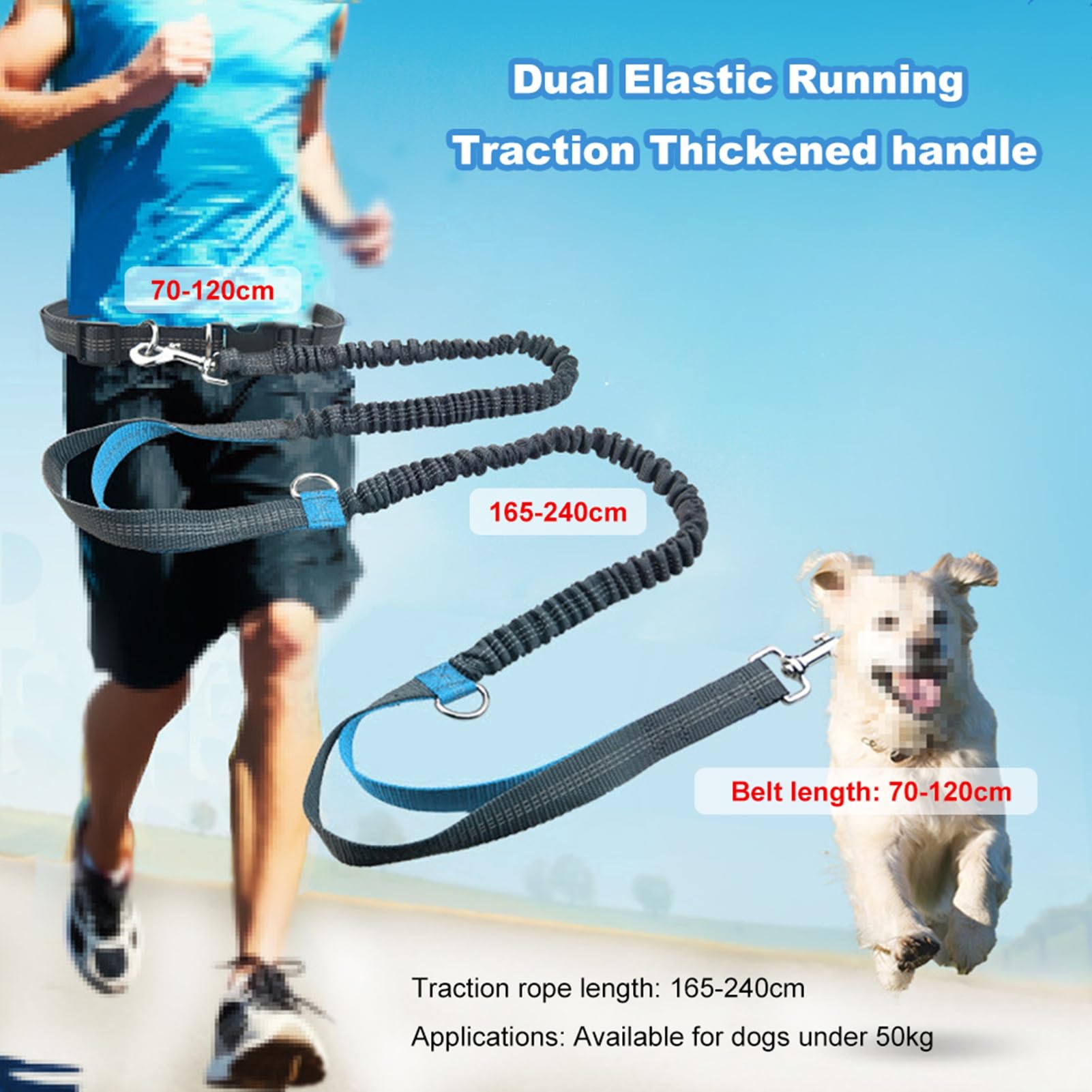 Waist Leash for Dog Walking, Dog Leash Waist Belt Adjustable Nylon with Reflective Stitches Running Leash for Dogs for Comfortable Running Jogging Walking (Orange)