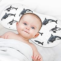Vista 6 de vvfelixl Juego de 4 paños para eructos para bebé, orca asesina, ballena, recién nacido, algodón para eructos