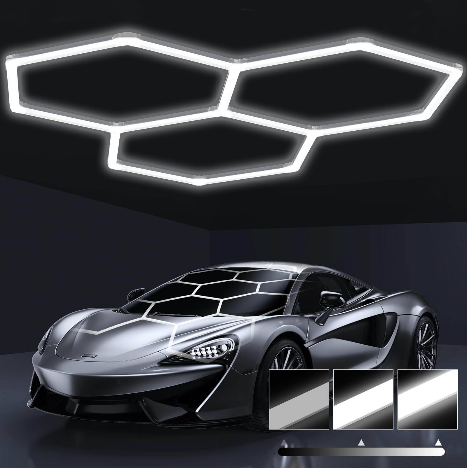 HYPERLITE Gen 2 Hexagon Garage LED Light, Upgraded 3 Level