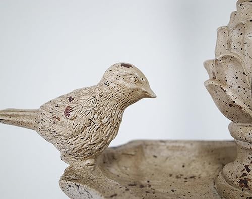 Miniatura 3 de Lámpara de mesa inspirada en pájaros de estilo francés de 26 pulgadas con pantalla de tela de lino y ribete de encaje