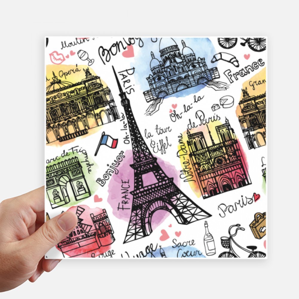 Autocollant Tour Eiffel aquarelle anti-rayures pour valise et pc portable 20 cm