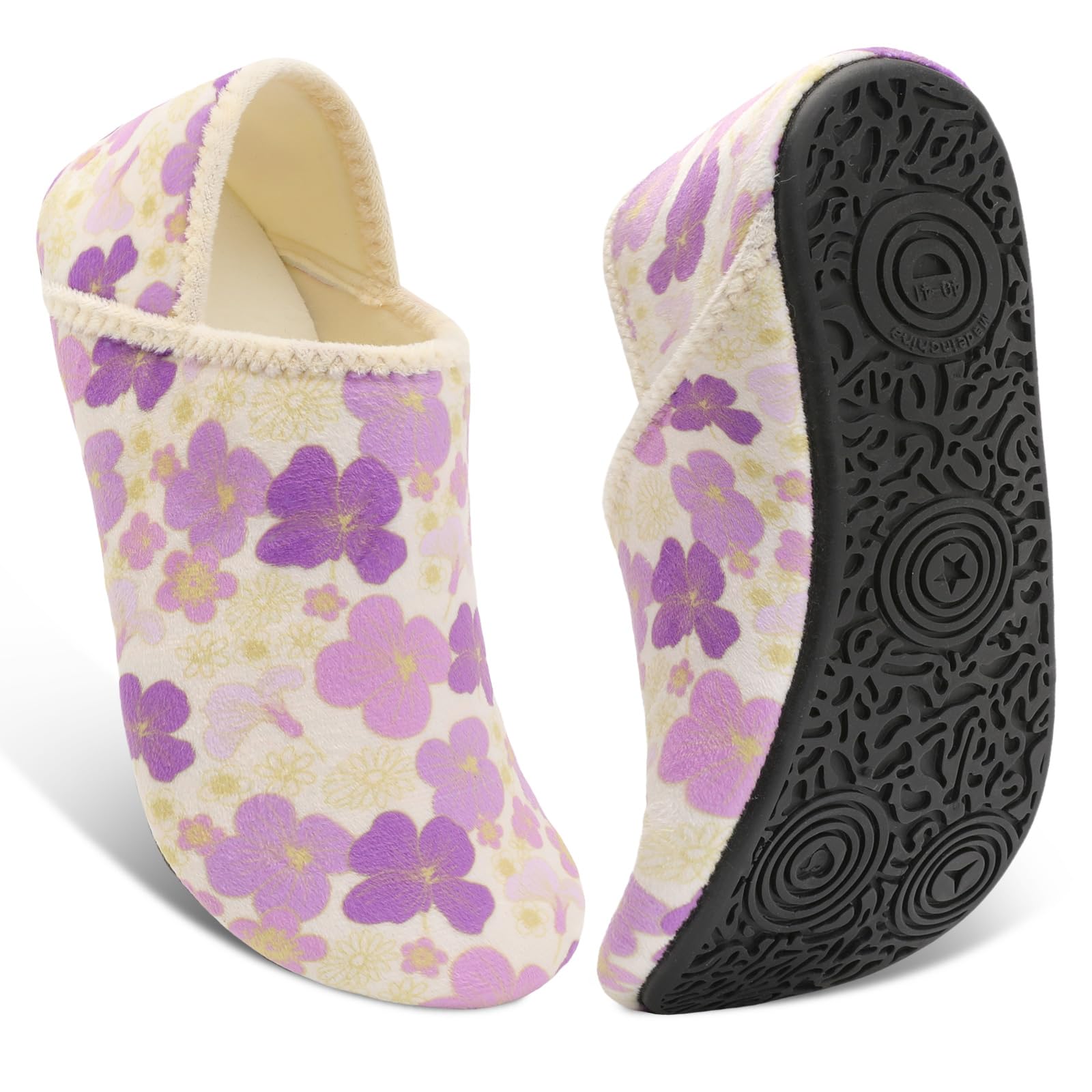 Fires Womens Mens Slippers with Rubber Sole Soft-Lightweight House Slipper Socks Around House Shoes Non Slip Indoor/Outdoor