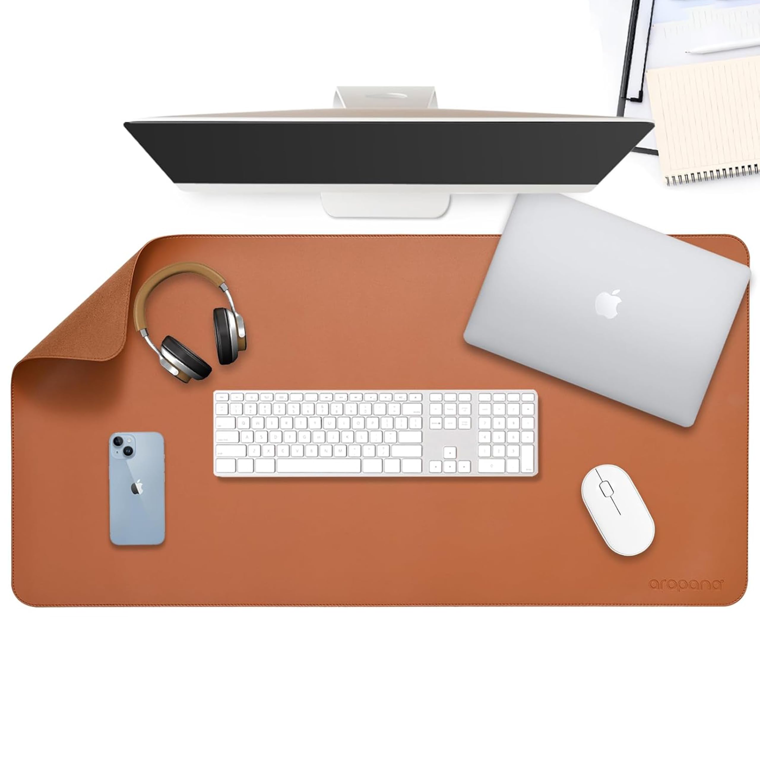 AROPANA Anti-Slip Extended Mouse Pad 120x60cm | PU Vegan Leather Desk Mat | Large Computer Desk Protector Pad with Suede Base for Keyboard, Laptop, Office & Home (Grey) — Amazon image 6