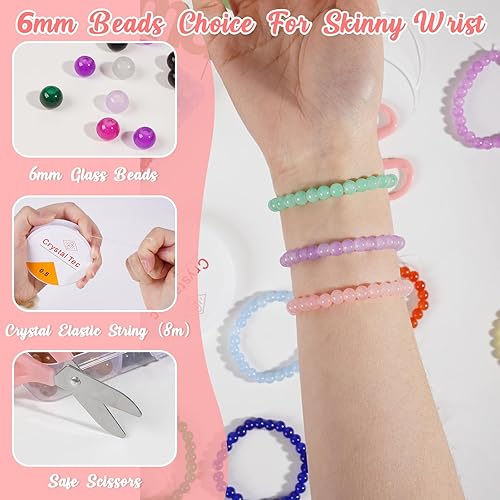 Miniatura 6 de Newlibery 1083 cuentas redondas de vidrio de 0.236 pulgadas para hacer joyas, cuentas de cristal de 24 colores para hacer pulseras y manualidades,