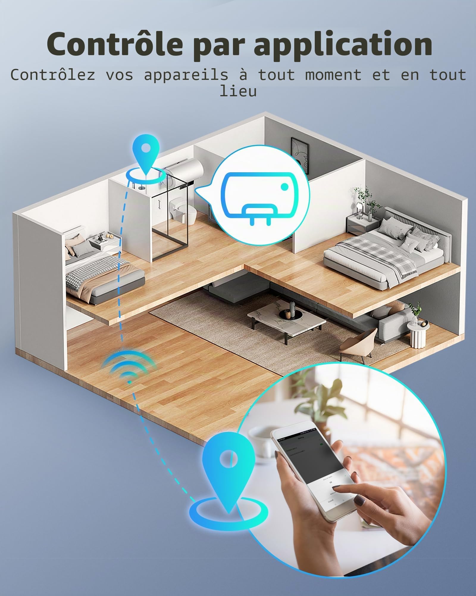 DEWENWILS Lot de 2 prises Wi-Fi d'extérieur 3680 W Alexa Smart - Étanche IP44 - Compatible avec Alexa, Google Home et IFTTT - Pas de hub nécessaire