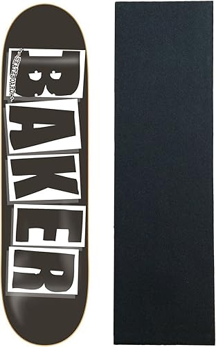 BakerTabla de skate logotipo, color negroblanco de 8.125" con Jessup Griptape