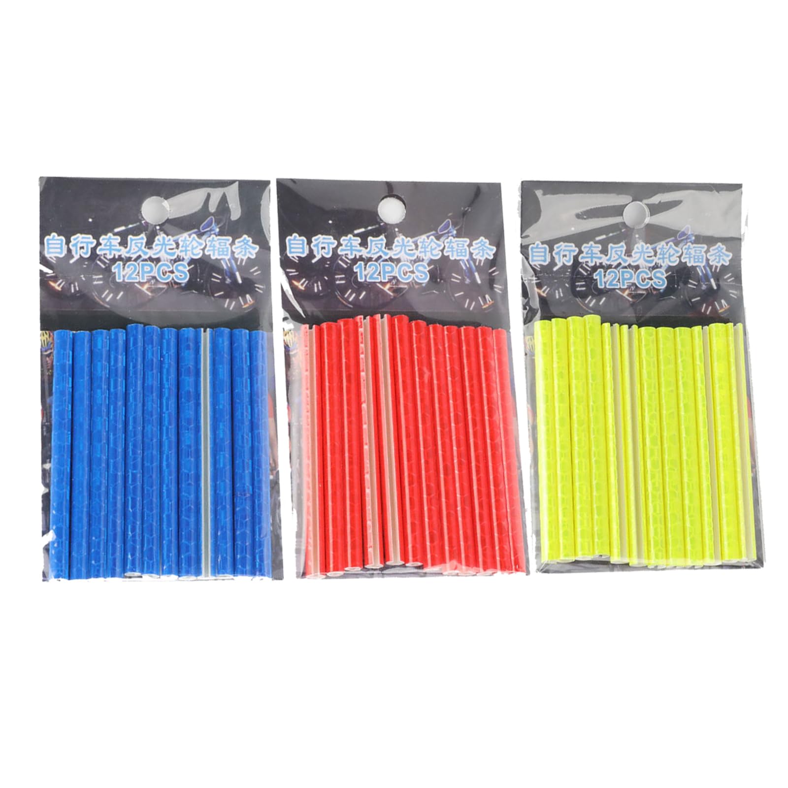 Lot de 36 réflecteurs universels pour rayons de roue de vélo Rouge/jaune/bleu Montage facile Compatible avec toutes les roues de rayons de vélo standard