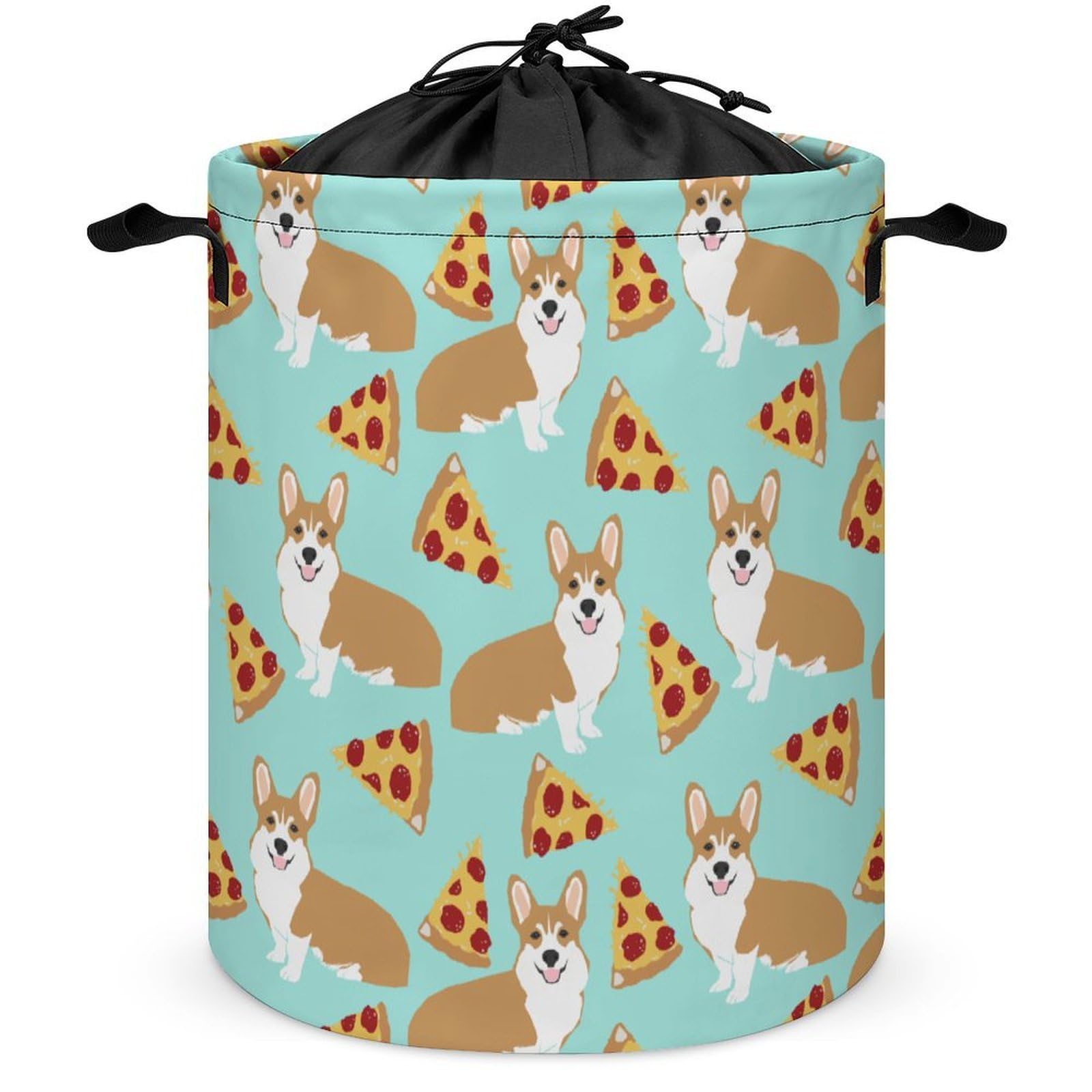 Wlntrophic Drawstring Laundry Hamper, Corgi Laundry Basket, Washing Basket with Handle