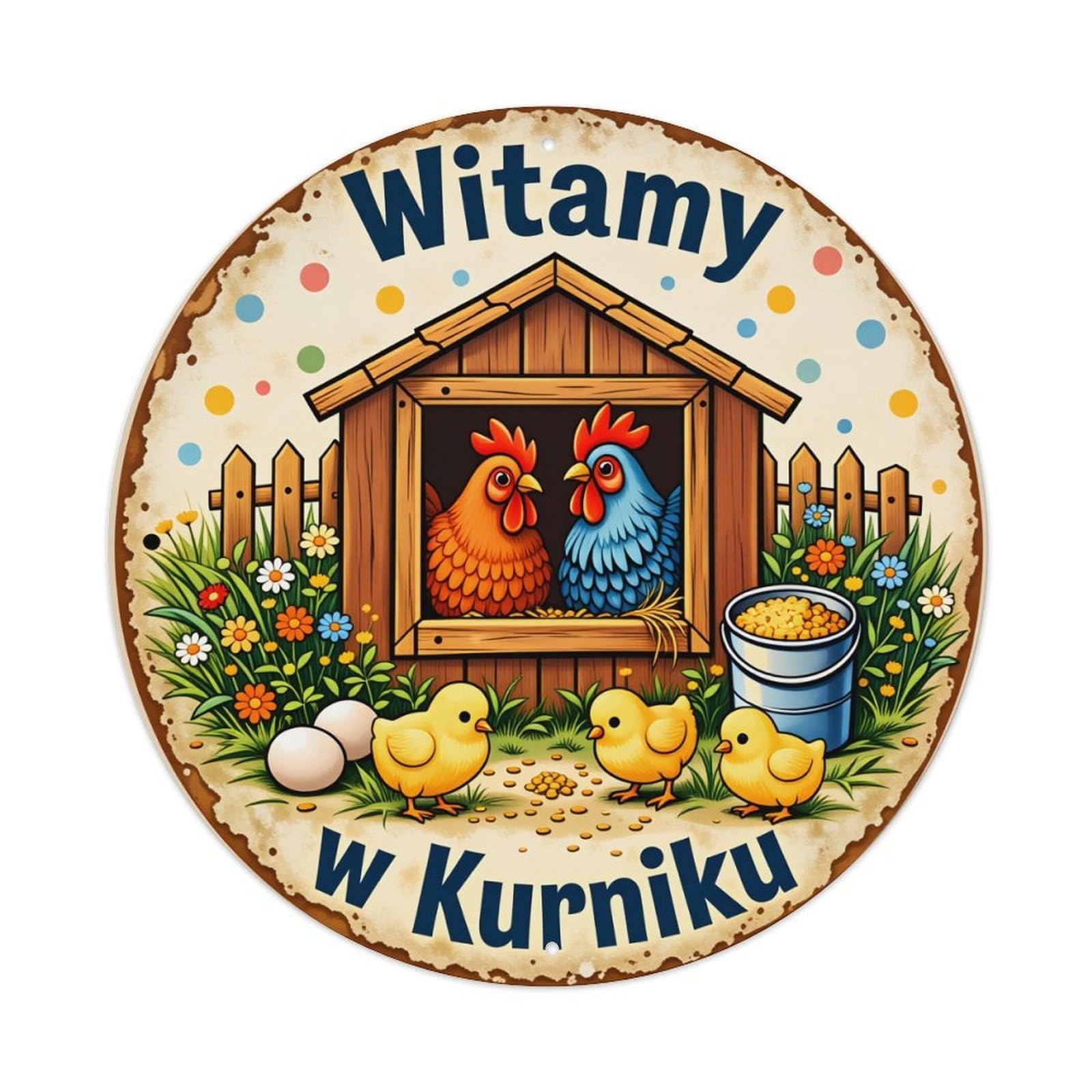 Chicken Coop Welcome Sign Pattern_1 Metal Tin Sign Vintage Garden Bedroom Cafe Bar Man Cave Home Wall Decor Metal Poster 8x8 inches