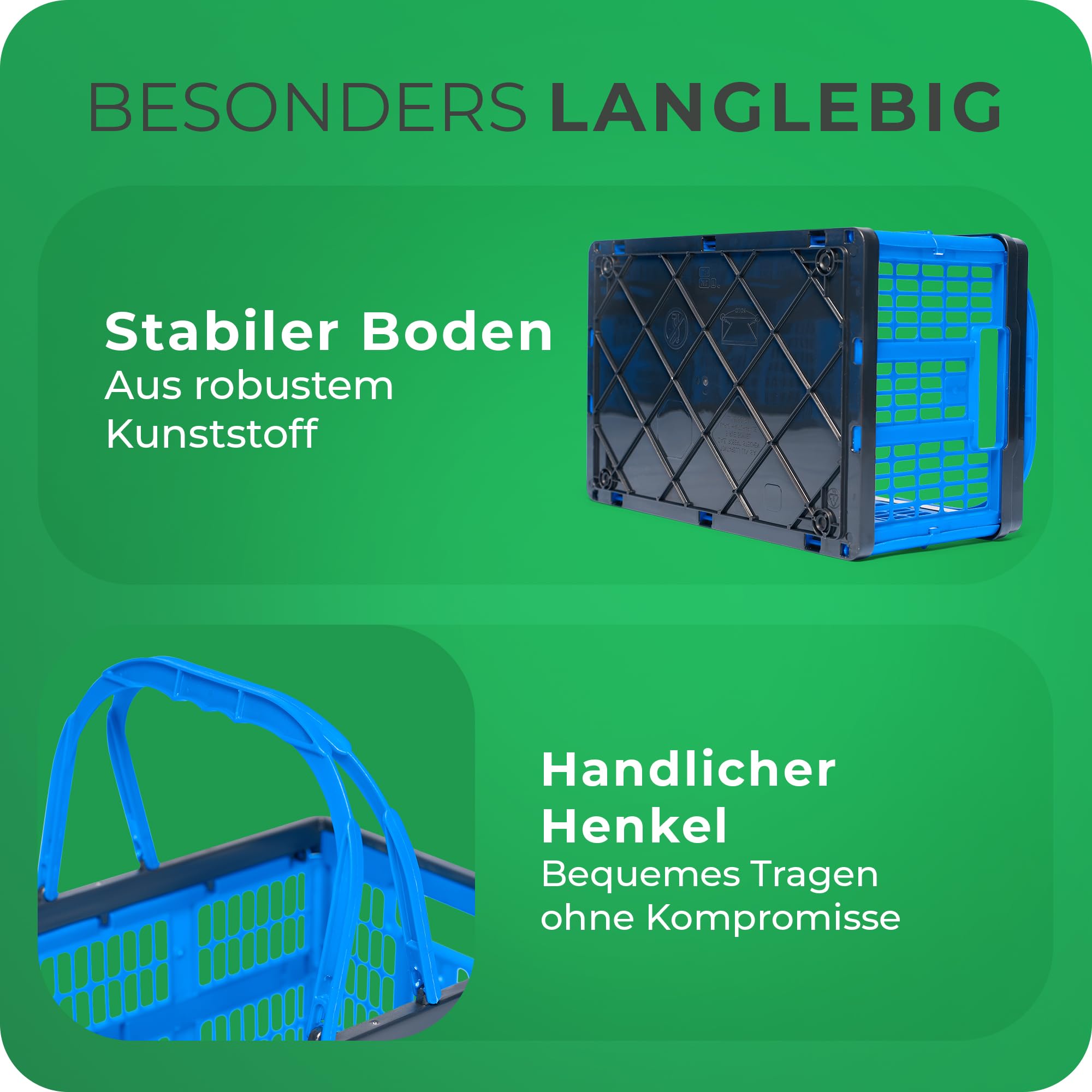 Novaliv Klappbox Blau 8er Set - 16L Faltkorb mit Henkeln - Vielseitiger Einkaufskorb - Praktische Aufbewahrungsbox