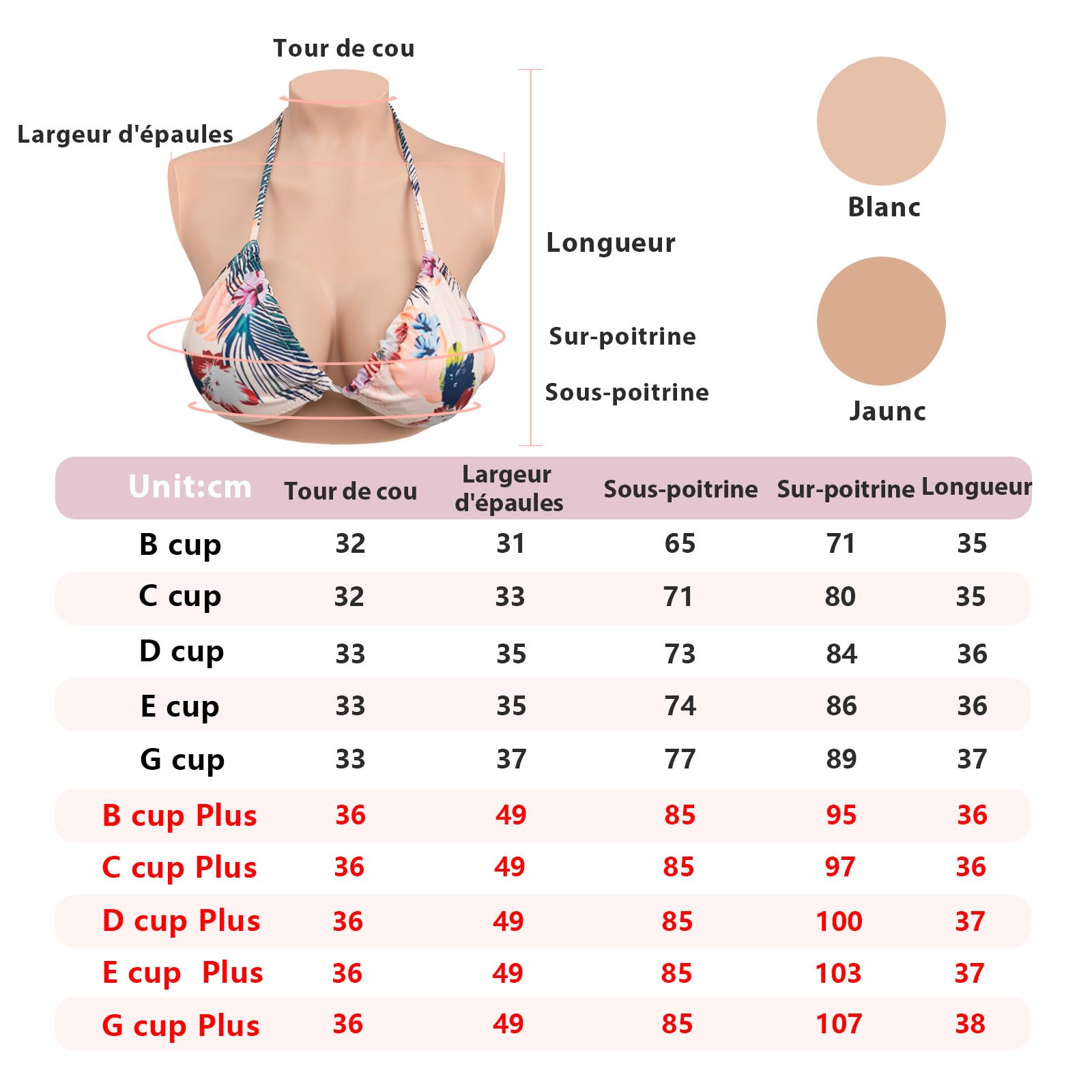 KUMIHO Faux Seins Silicone Travestissement des seins Crossdresser Prothèse Mammaire pour mastectomie Crossdresser Silicone Filler C Cup Blanc Plus