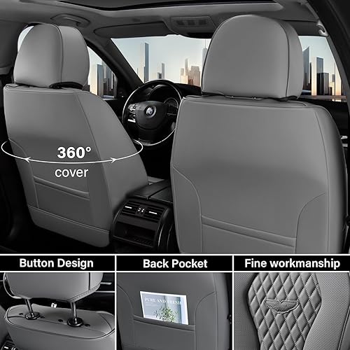 Miniatura 175 de Coverado - Fundas para asientos de auto, juego completo, funda blanca impermeable, fundas delanteras y traseras, funda de lujo, protector de Blanco