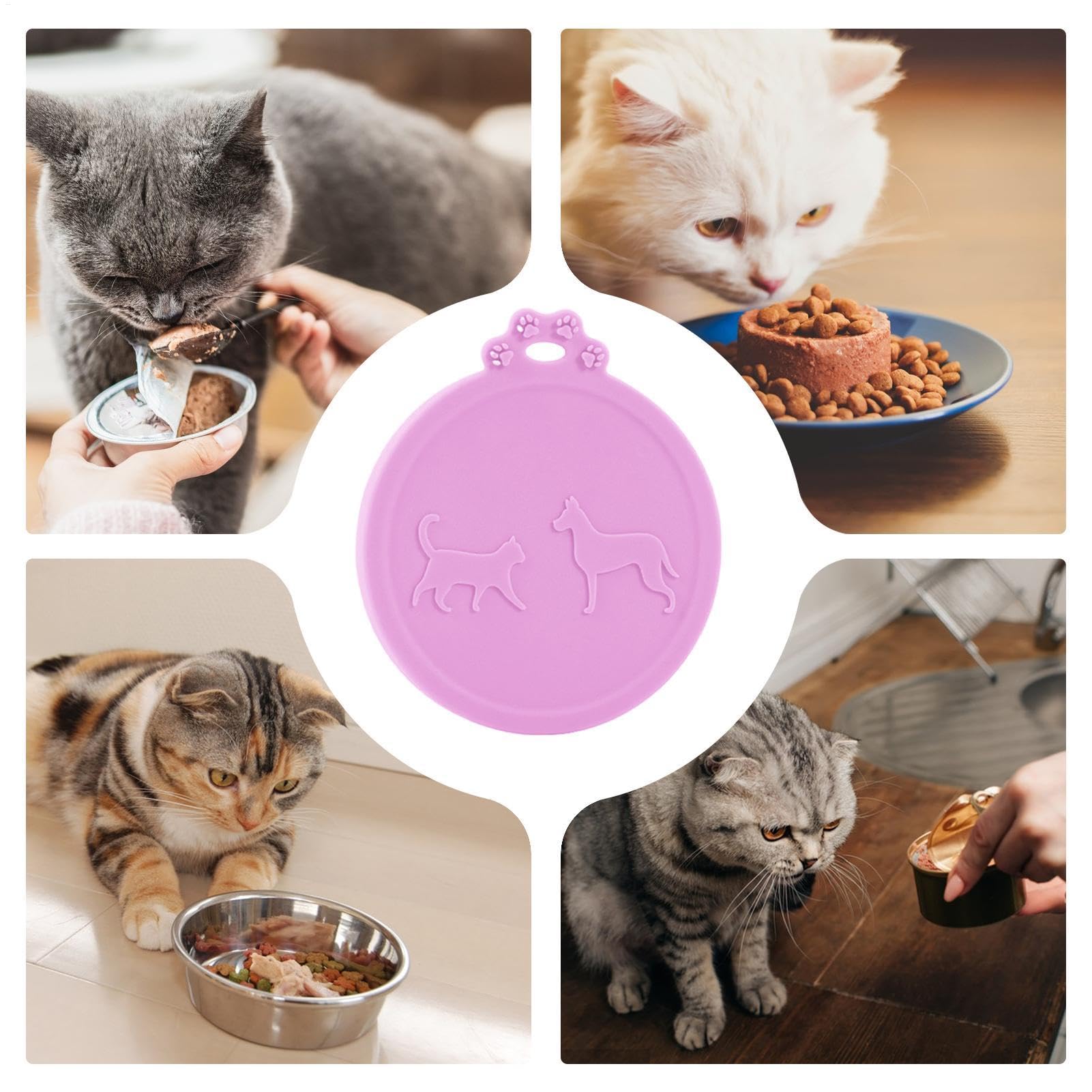 4 Coperture In Silicone Per Lattine Cibo Animali - Coperchi Universali Con Cucchiai Per Conservazione
