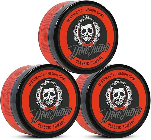 Don Juan Pomade 4 oz 3 Pack  Medium High Hold  Medium Shine  a base de agua  Honey Citrus aroma