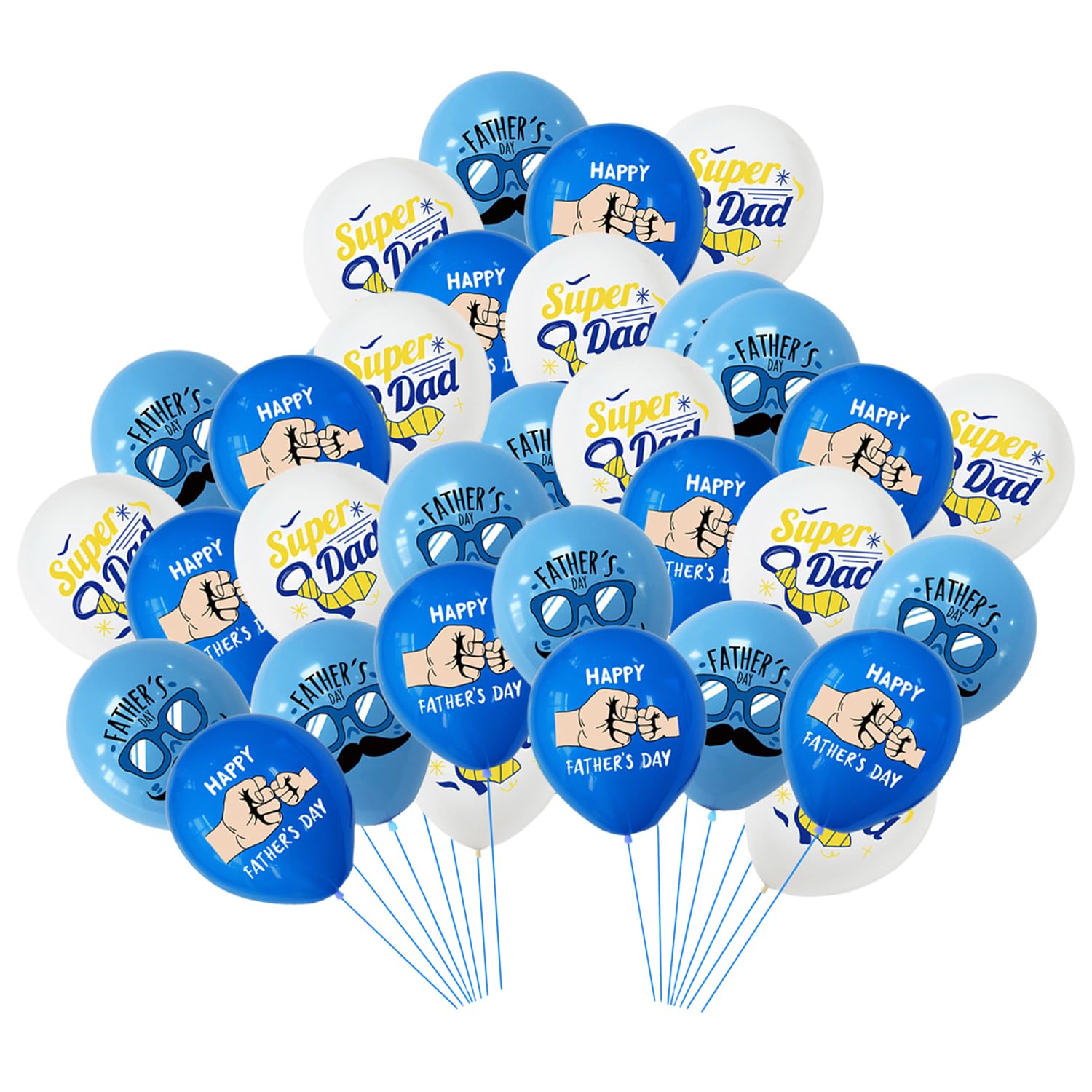 LOONELO Happy Father's Day Latex Balloons, 36 Pcs I Love Dad Blue Party Balloons 12 Inches, Thank You Daddy Party Decorations for Fathers Day, Dad