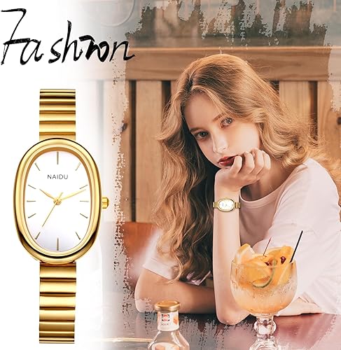 Miniatura 6 de Avaner Relojes ovalados ultrafinos para mujer correa delgada de acero inoxidable, esfera pequeña, elegante, vestido de pulsera