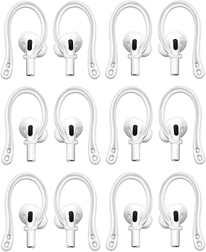 Sport Ear Hooks Compatible with AirPods 4 3 2 1 Pro & Pro 2, 6 Pairs Anti Slip Anti Lost Silicone Earhook Ear Loop, White