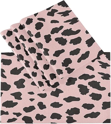 Miniatura 3 de Personalizado estampado de leopardo bebé placemat placa arpillera manteles individuales tela lavable 6 piezas 12 x 18 manteles redondos para mesa