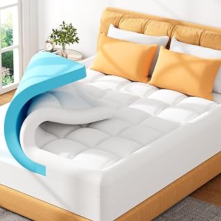 ELEMUSE Memory Foam Mattress Topper Kingsize Bed - Soft Mattress Topper with Washable Cover, OEKO-TEX & CertiPUR-US (King Size-150x200cm) - Amazon product rated Grade A