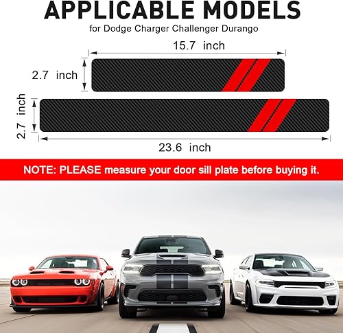 Vista 9 de Protector de umbral de puerta para Dodge Charger Challenger Durango, accesorios para umbral de puerta de automóvil con raspador de plástico, Blanco