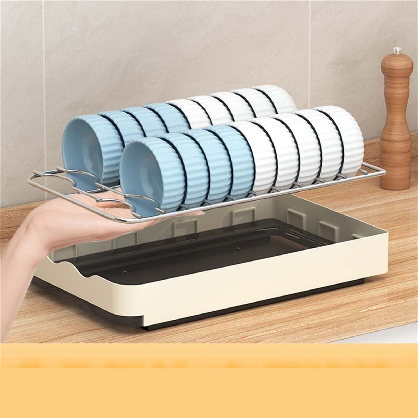 Automatische Entleerung, Küchenaufbewahrung, verstellbares Design, kompakte Aufbewahrungsentwässerung, automatische, Geschirrständer FüR Deckel