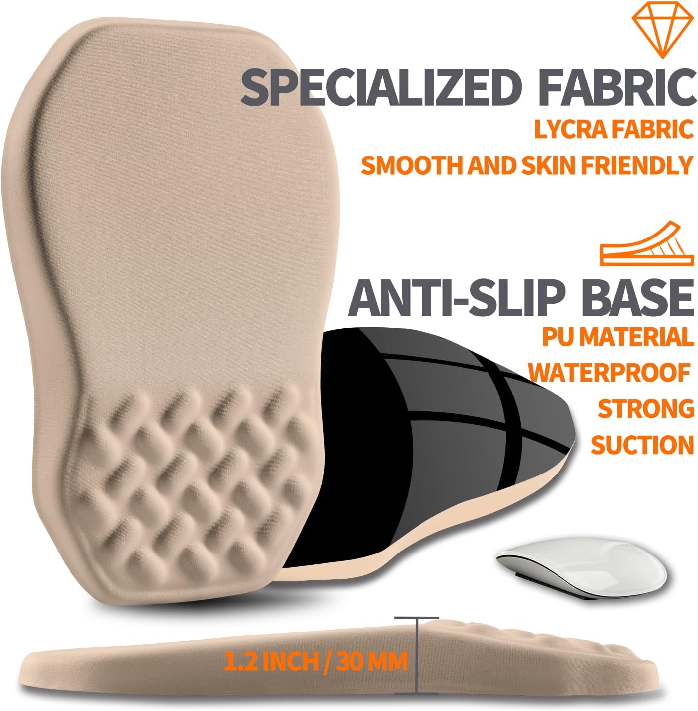 Ergonomic Slope Mouse Pad Wrist Support, Wrist Rest Mousepad for Carpal Tunnel Pain Relief with Massage Bulge and Slow Rebound Memory Foam (12x8 inch, Sand Color) - Image 5