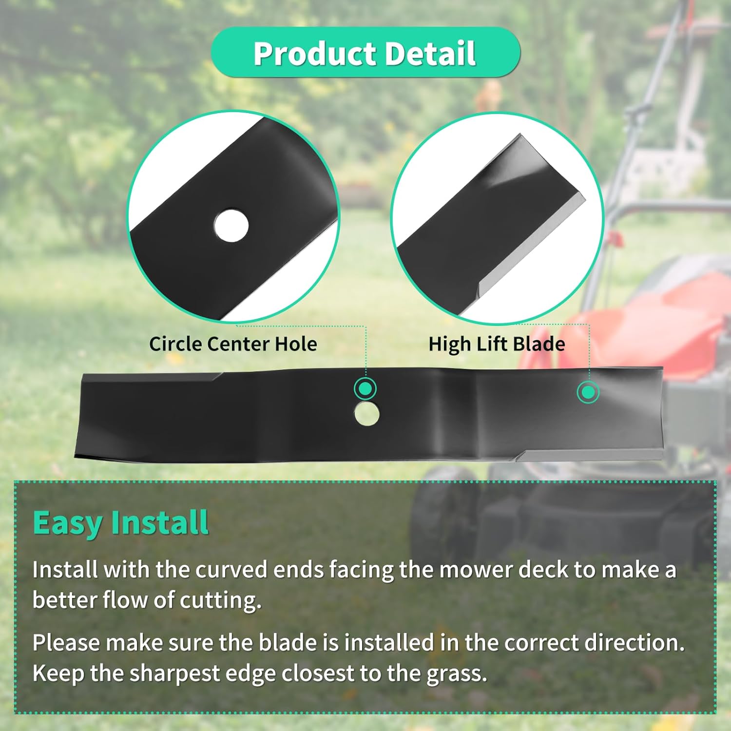 108-1125 Mower Blades for 44" Deck, 54-0010 High Lift Lawn Mower Blades Compatible with A riens Toro TimeCutter Z ZX Z Master, Replaces 54-0010-03, 55-4940, 55-4940-03, 55-4940-09, 3 Pack