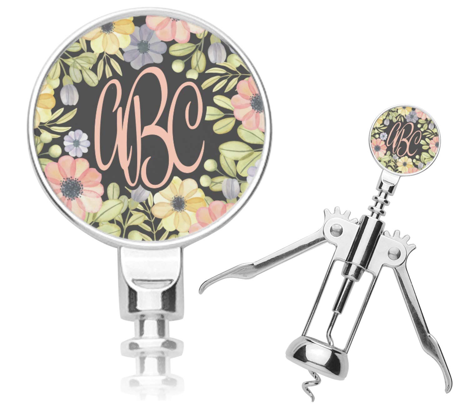 Personalized Boho Floral Corkscrew