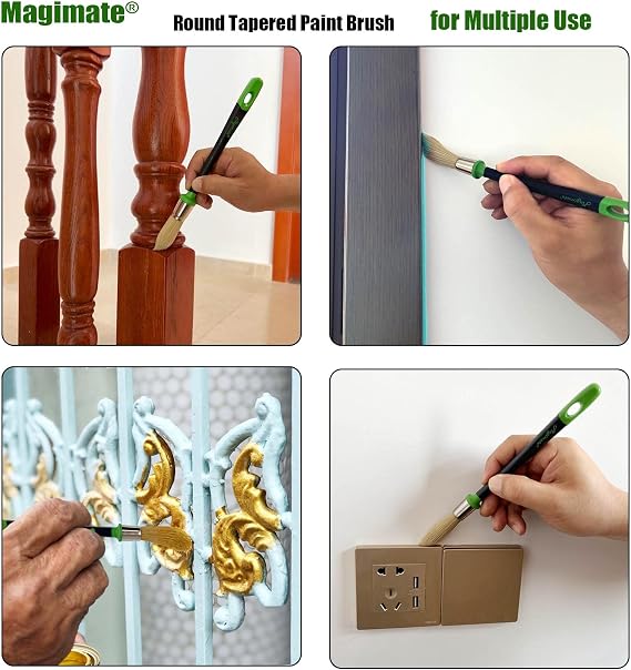 Magimate Tapered Trim Brush Set for Corners, Sash, 0.6 Inch & 1 Inch, 2 Pk