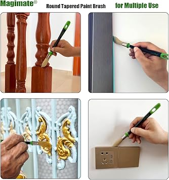 Magimate Tapered Trim Brush Set for Corners, Sash, 0.6 Inch & 1 Inch, 2 Pk