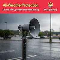 Vista 6 de Pyle Altavoz de bocina PA - megáfono de sonido compacto de 16 pies y 80 W con frecuencia de 400 Hz-5 KHz, transformador de 16 ohmios, 100 V/70 V