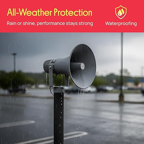 Miniatura 6 de Pyle Altavoz de bocina PA - megáfono de sonido compacto de 16 pies y 80 W con frecuencia de 400 Hz-5 KHz, transformador de 16 ohmios, 100 V70 V,
