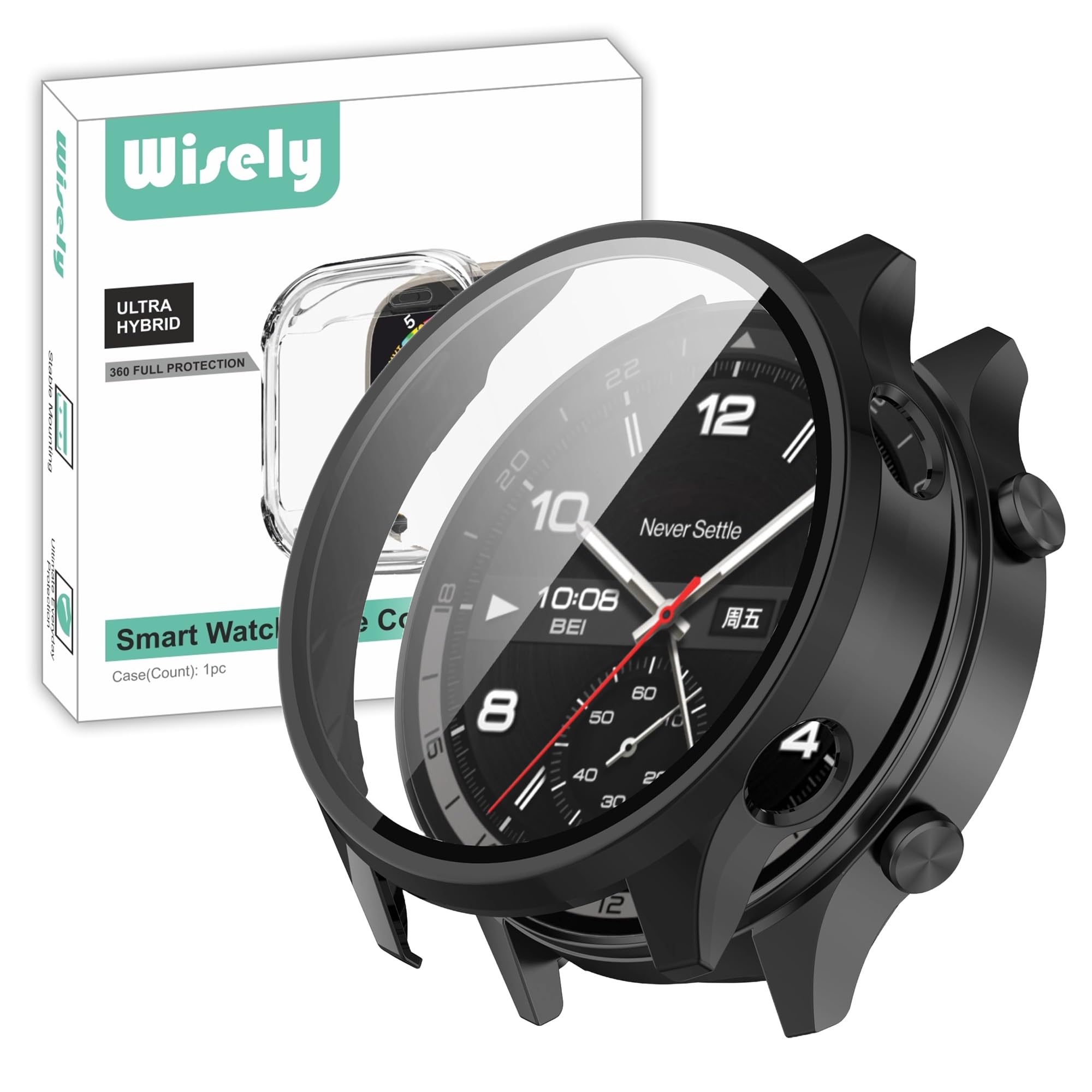 Wisely Electroplate Shine Full Protective Slim Bumper Tempered Glass Case Cover Compatible with OnePlus Watch 2R, Luxury Black (B0DCP4CNKQ) Amazon Price History, Amazon Price Tracker