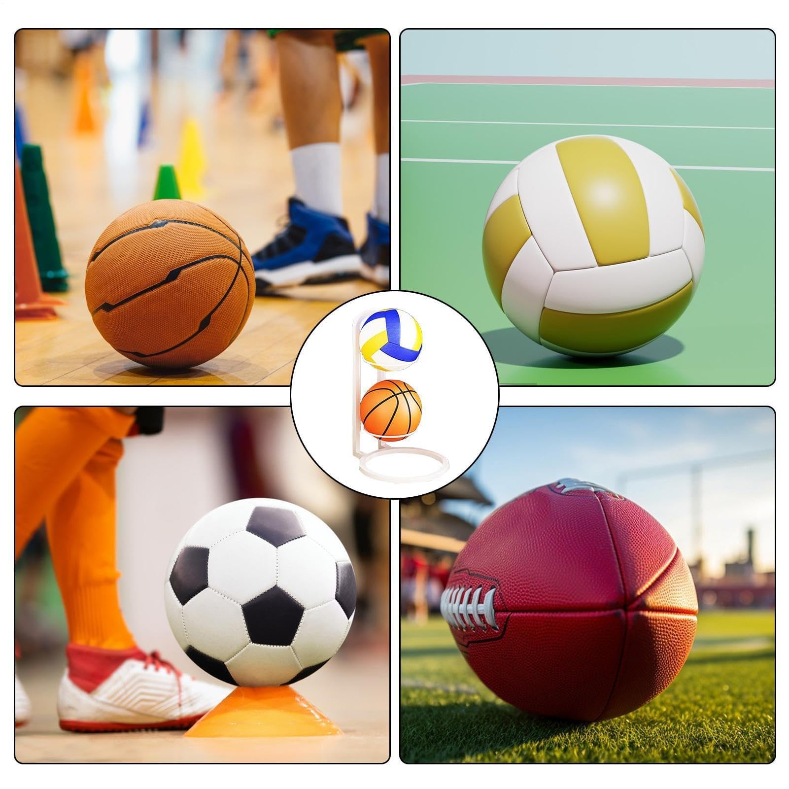 Este Estante de Almacenamiento para Baloncesto, de 2/3/4 Niveles, de Metal, para fútbol, Baloncesto, Voleibol, Soporte de Hierro Resistente para Almacenamiento en Garaje o Equipo Deportivo.