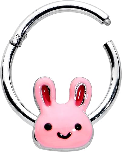 Vista 2 de Body Candy Anillo de segmento con bisagras de acero 16G, sin costuras, para pezón, aro de nariz de conejo, 38 pulgadas, Acero inoxidable, Sin gemas.