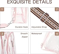 Vista 4 de Telena Bolsa bandolera transparente, cangurera transparente aprobada para estadios, bolsa cruzada para mujer, bolsa de pecho transparente resistente