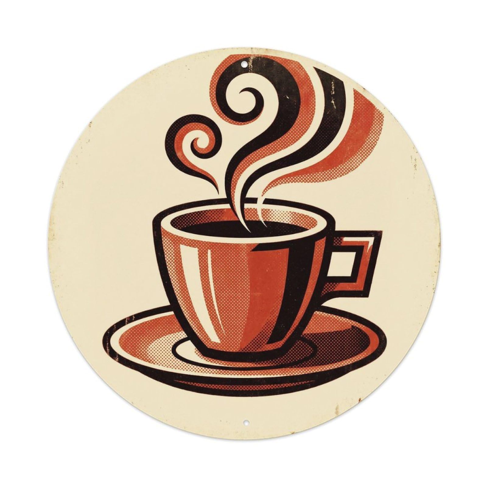 Rustic Coffee Shop Advertising Espresso Roasted Beans Metal Tin Sign Plaque Wall Decor for Cafe, Man Cave, Club Bar, Office, Home Garden Round Metal Poster 8x8Inch