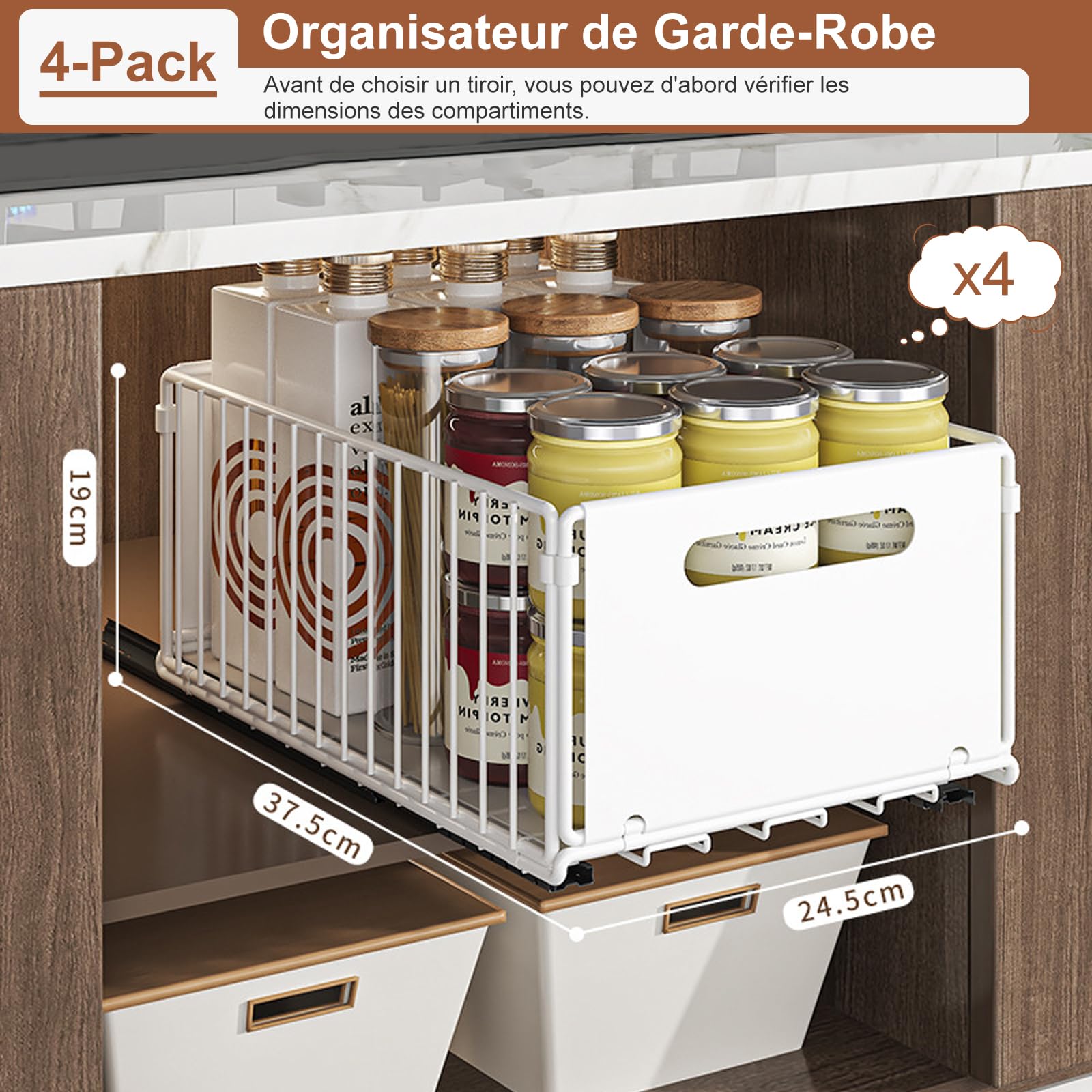 Organizzatore per armadio allungabile pieghevole (4 grandi)