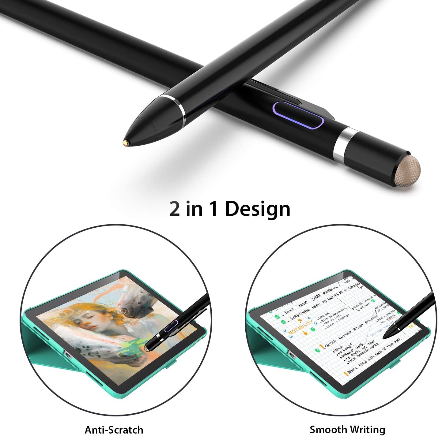 Stylus Pen for Touch Screens, Digital Pencil Active Pens Fine Point Stylist Compatible with iPhone iPad Pro and Other Tablets